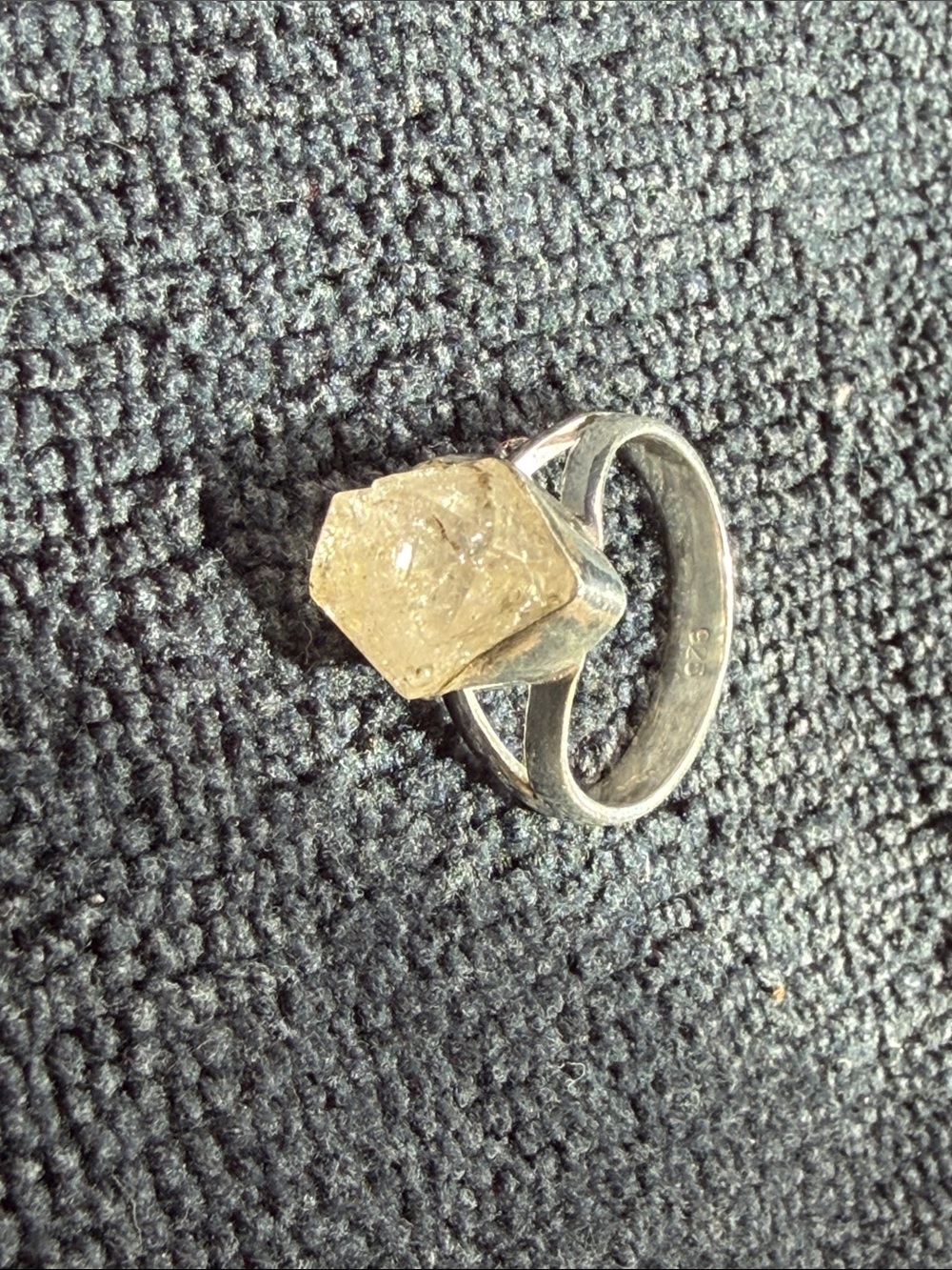 Herkimer Diamond Ring: Natural 925 Sterling Silver - Picture 5 of 6